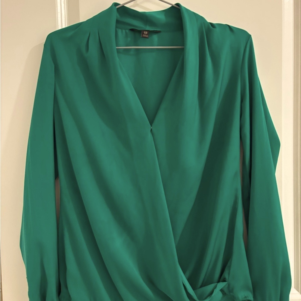 Banana Republic Vibrant Green Wrap Blouse